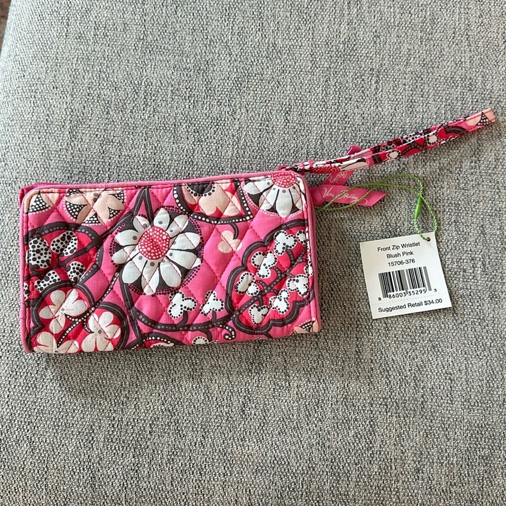 Vera Bradley Front Zip Wristlet in Blush Pink NWT